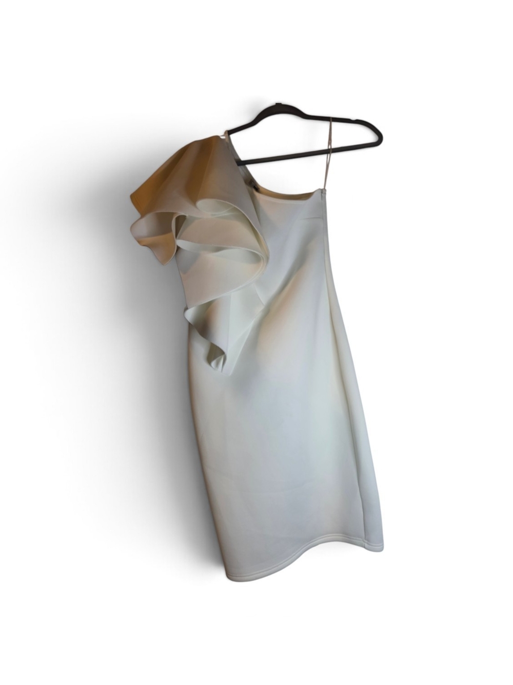 Fashion Nova One-Shoulder White Ruffle Dress